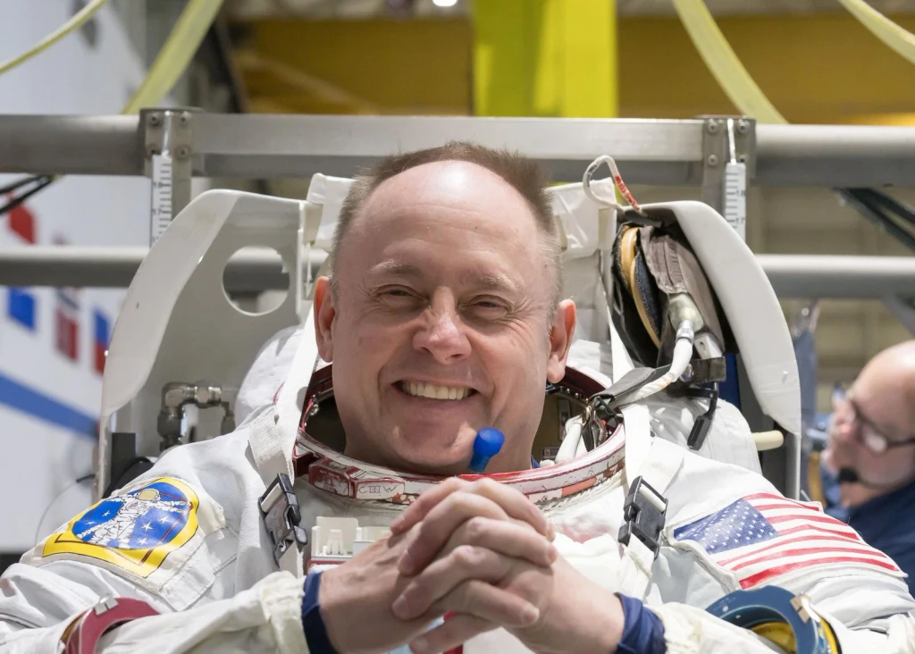 NASA astronaut Mike Fincke conducts training for a spacewalk, from Astronauts