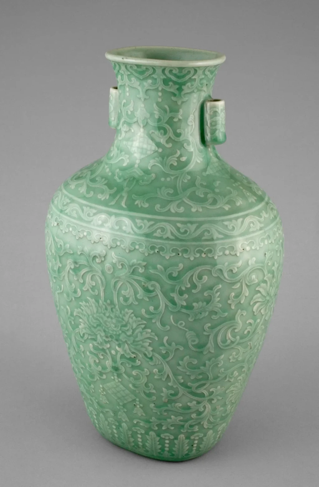 Jar with Tubular Handles, Peonies, “Endless Knot,” Pendant Balls, and Pendant Lozenges, from Chinese Art: Ink, Jade and Porcelain