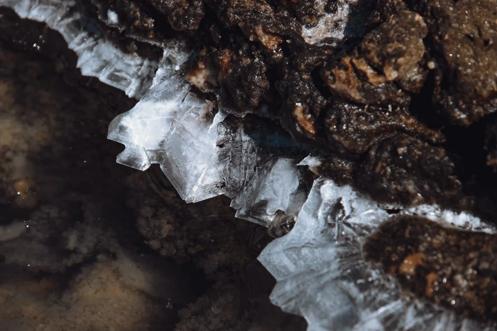 Ice Crystals on Stone, from Diamonds: Carbon Under Pressure