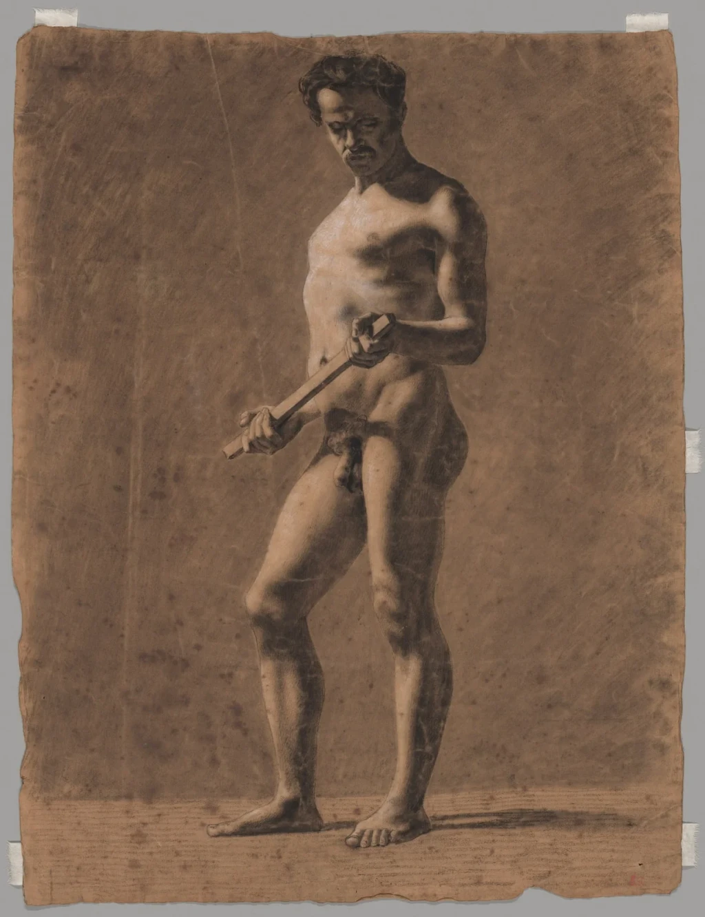 Standing Academic Male Nude (recto); Sketch of Upper Arm (verso), from Drawing Is Thinking