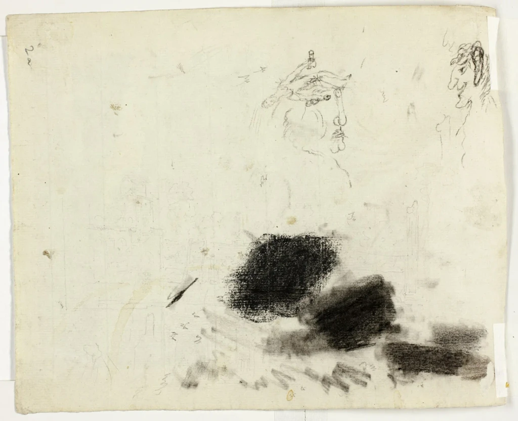 Sheet of Sketches: Architectural and Erotic Drawings, from Drawings