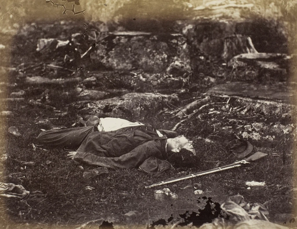 A Sharpshooter's Last Sleep, Gettysburg, Pennsylvania, from Early Photography Was a Chemical Miracle