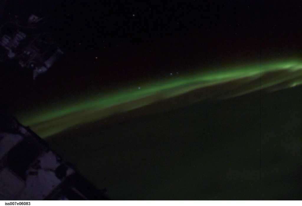 Aurora Astralis taken by the Expedition Seven crew, from Earth From Above: A Very Thin Atmosphere