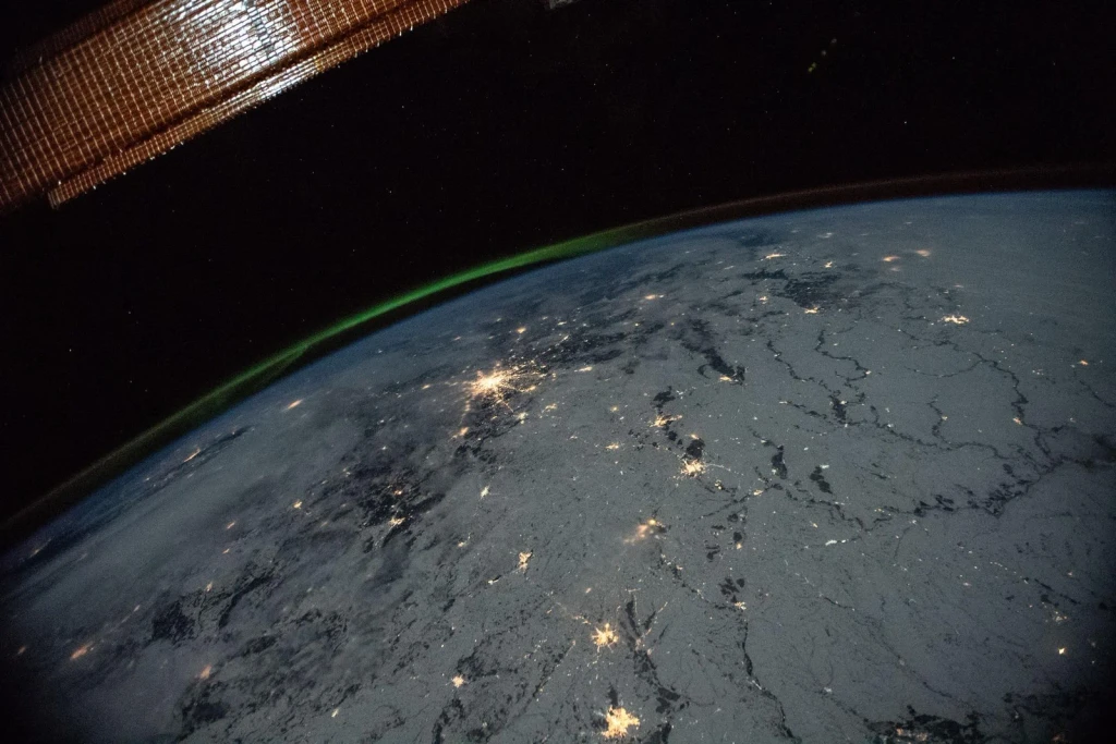 View of the Earth's limb with an aurora, from Earth From Space