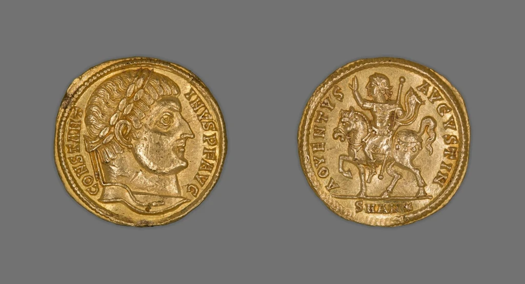 Solidus (Coin) Portraying Emperor Constantine I, from How Greece and Rome Built an Ideal Body