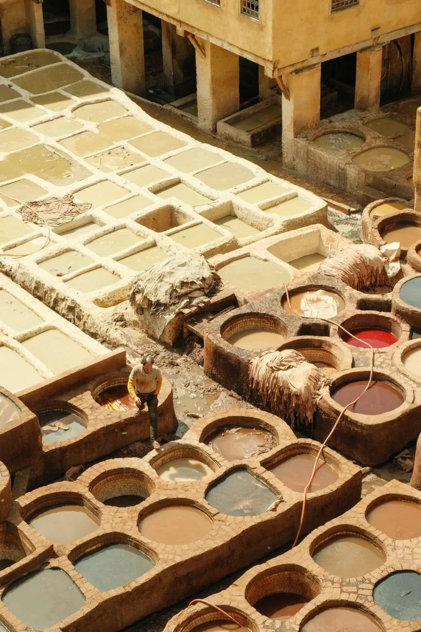 Aerial Dye Pits, from Leather: A Skin Given a Second Life