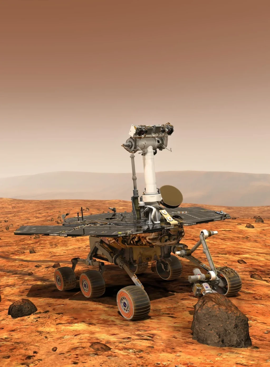 Mars Exploration Rover, Vertical Artist Concept, from Mars