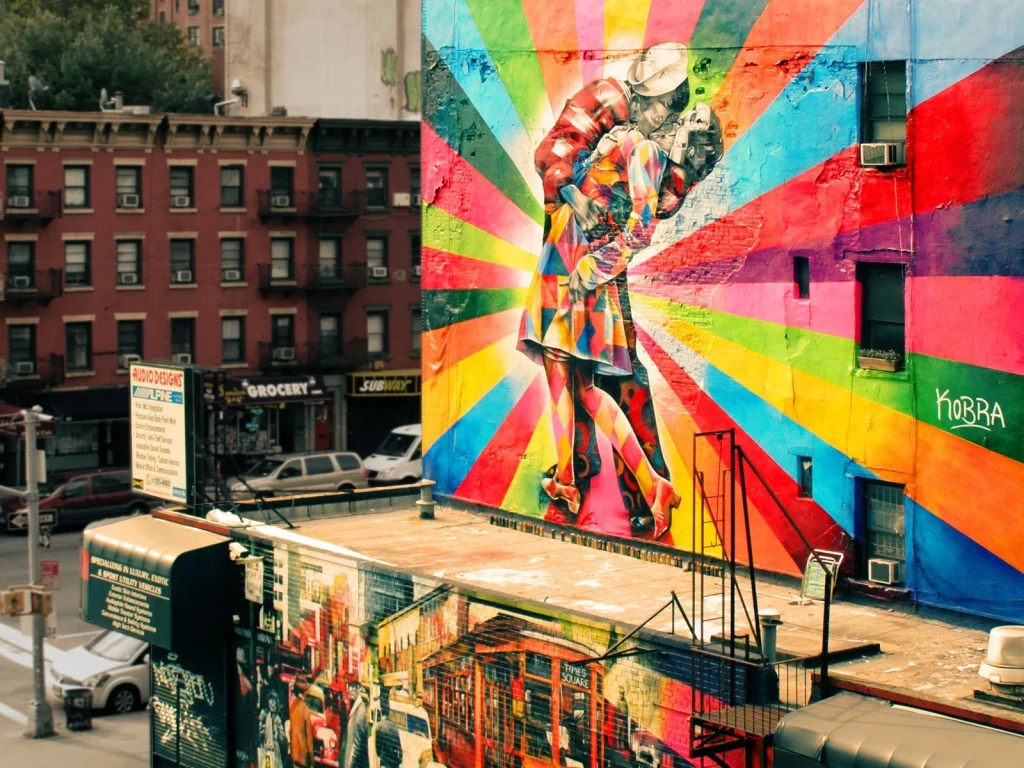 An Embrace in the City, from Murals: The Walls That Spoke to Everyone