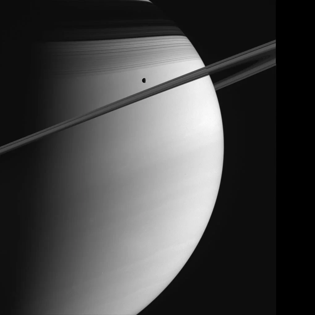Saturn and Tethys, from Saturn