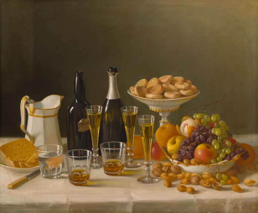 Wine, Cheese, and Fruit, from Still Life