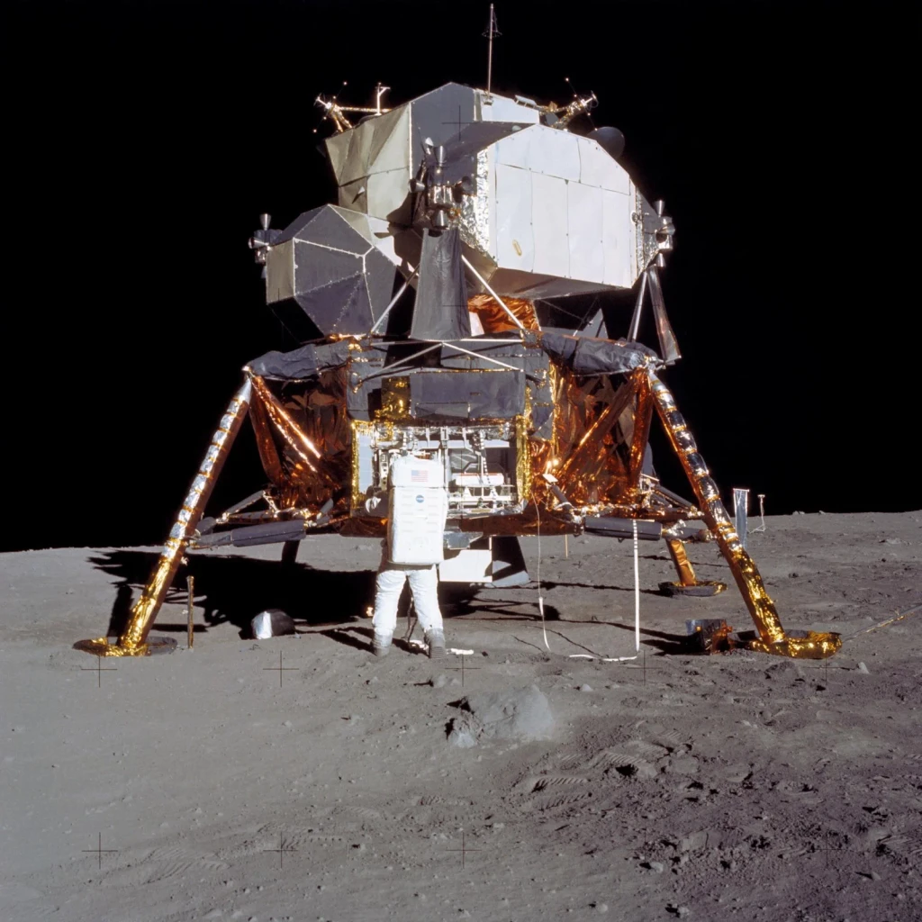 View Apollo 11 Lunar Module as it rested on lunar surface, from The Moon: Getting There and Back