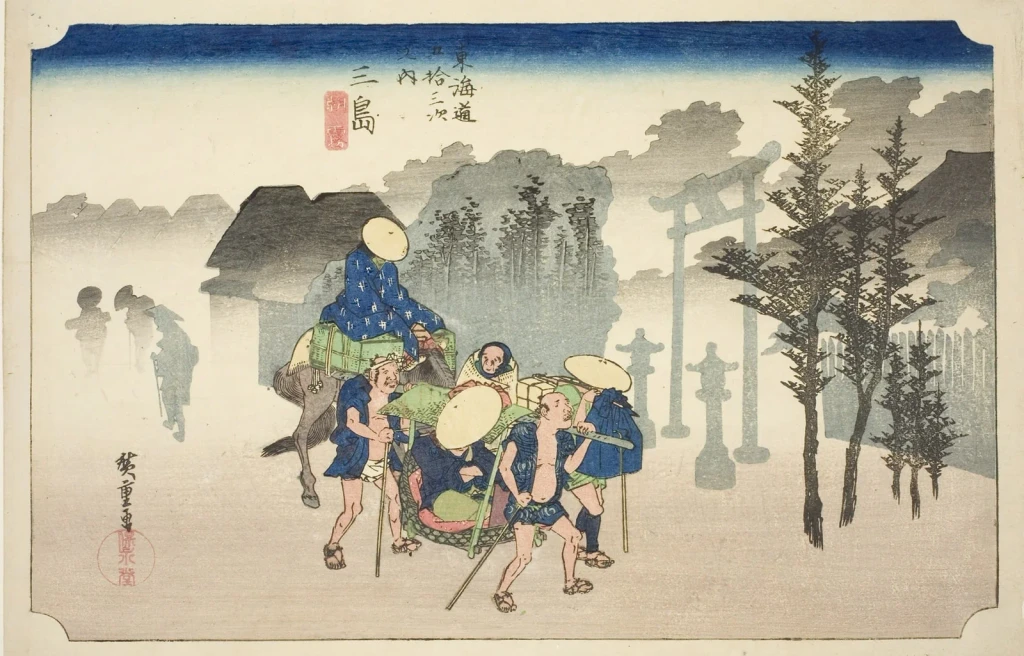 Mishima: Morning Mist (Mishima, asagiri), from the series "Fifty-three Stations of the Tokaido Road (Tokaido gojusan tsugi no uchi)," also known as the Hoeido Tokaido, from Ukiyo-e: Pictures of the Floating World