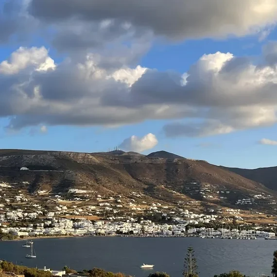Paros Golden Hour Print, Greek Island Bay and Village Wall Art, Greece Landscape Photo, Warm Travel Decor, Christmas Gift for Mom, from Ventures & Voyages