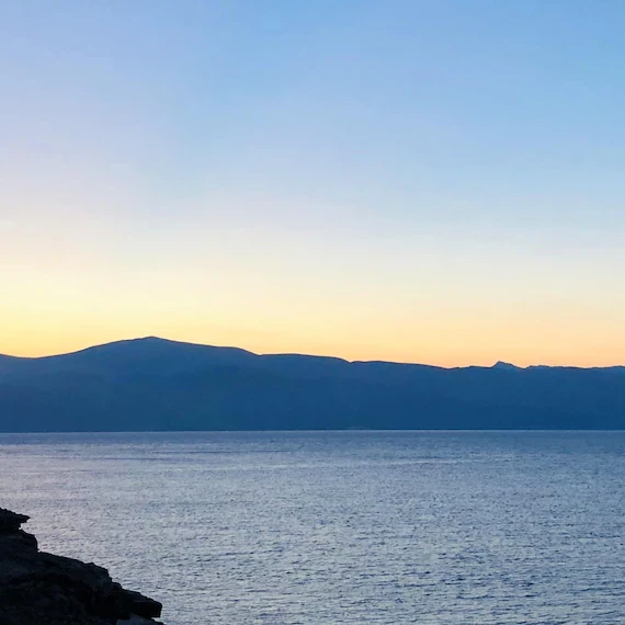 Koufonisia Sunset Afterglow Print, Calm Sea Greek Island Wall Art, Greece Seascape Photo, Peaceful Bedroom Decor, Holiday Gift, from Ventures & Voyages