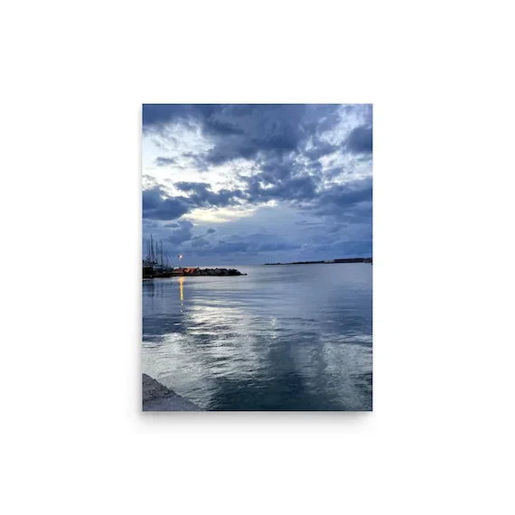 Greek Island Storm Harbor Print | Moody Dusk Seascape Wall Art | Aegean Harbor Photography Poster, from Ventures & Voyages