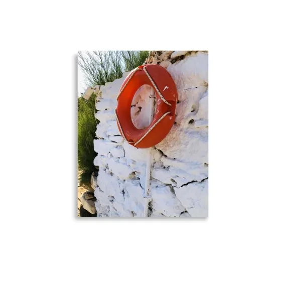 Orange Life Ring Photo Print | Greek Island Nautical Wall Art | Mediterranean Coastal Detail Photography, from Ventures & Voyages