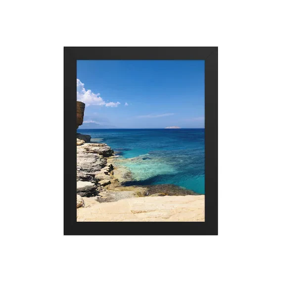 Koufonisia Turquoise Cove Print — Framed Print, Greek Island Beach Wall Art, Ocean Lover Christmas Gift, from Ventures & Voyages