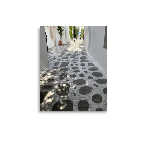 Paros Pebble Lane Photo Print | Cycladic Alley Wall Art | Greek Island Cobblestone Photography, from Ventures & Voyages