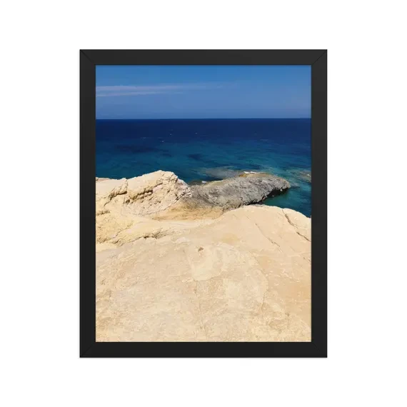 Koufonisia Limestone Rocks Framed Photo Print | Greek Island Coastal Wall Art | Cyclades Deep Blue Sea Photography, from Ventures & Voyages