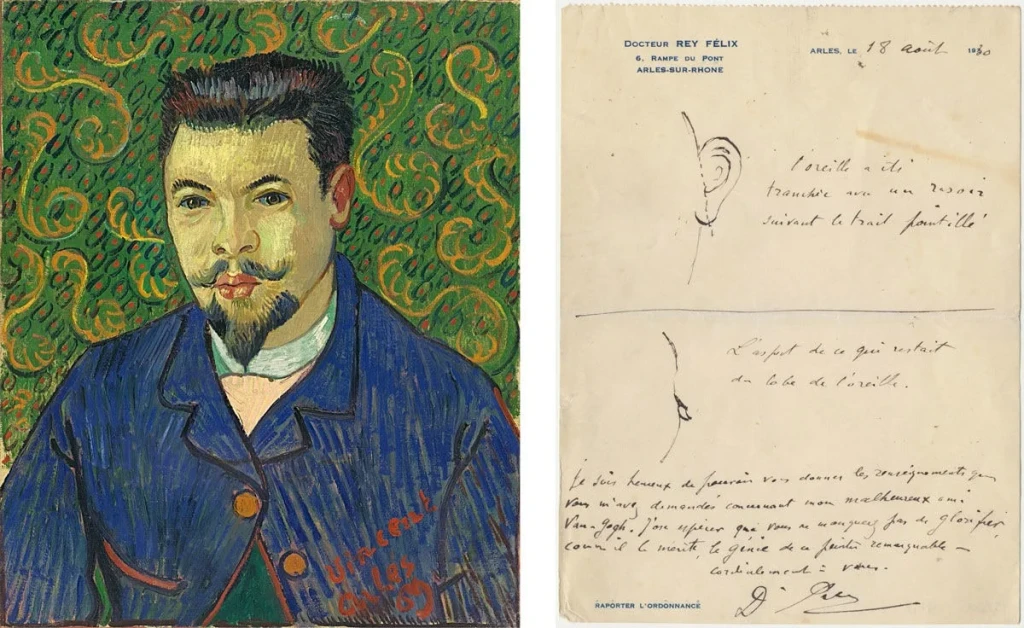 Portrait of Doctor Rey, January 1889, Pushkin Museum; note written…, from Vincent van Gogh