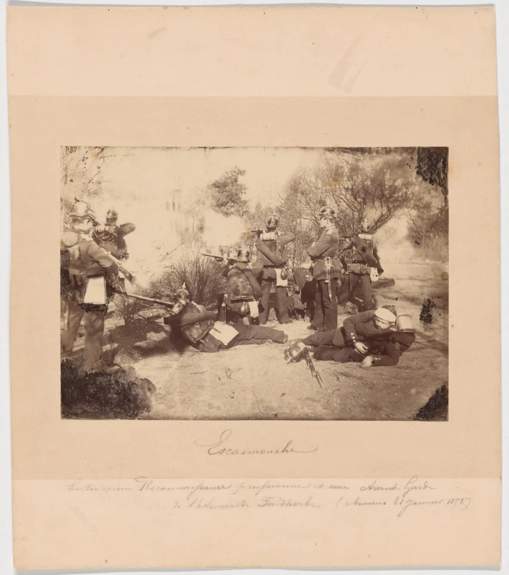 Skirmish between a Prussian Reconnaissance unit and Advance Troops from Faidherbe’s Army (Amiens, 21 January 1871) (Escarmouche entre une Reconnaissance prussienne et une Avant-Garde de l'Armee de Faidherbe [Amiens, 21 Janvier 1871]), from Vintage Photography