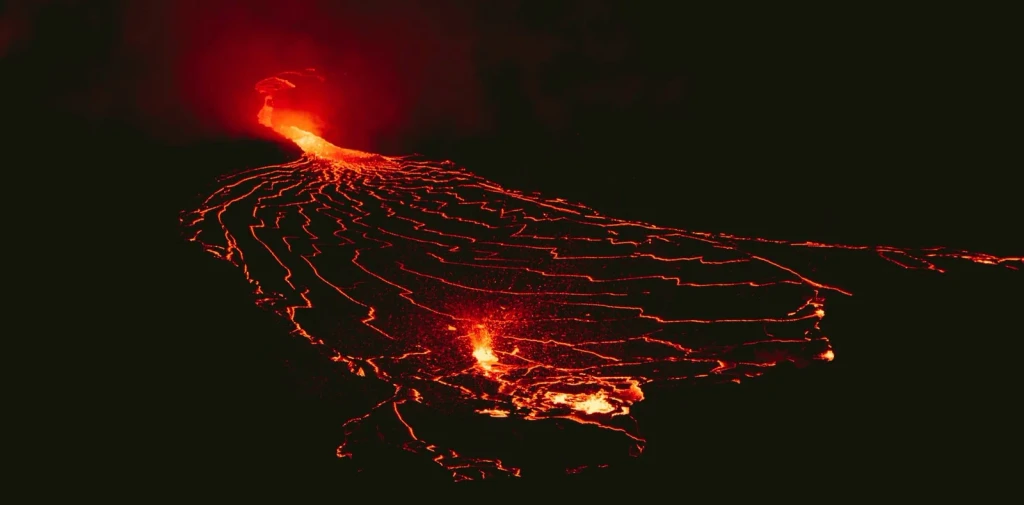 Eruption at Night, from Volcanoes Are the Planet Rebuilding Itself