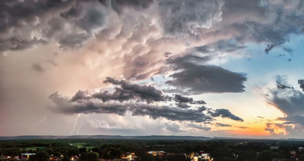 Lightning and Sunset, from What Holds a Cloud Up?
